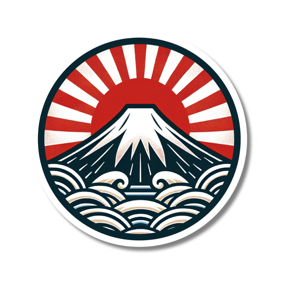 JAPAN シンプルステッカー 日本 富士山 波 ジャパン デザイン01 - RadiantSticker