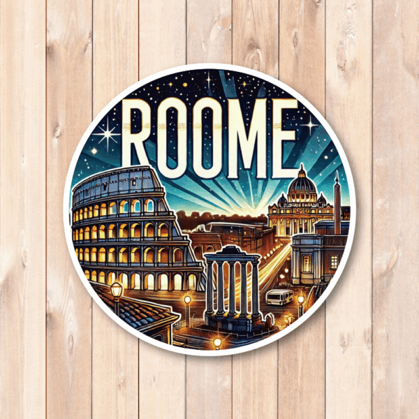 Radiant Sticker ROME 夜景ステッカー 丸型 コロッセオ＆バチカンデザイン 永遠の都の夜を飾る ステッカー100mm - 画像 (3)