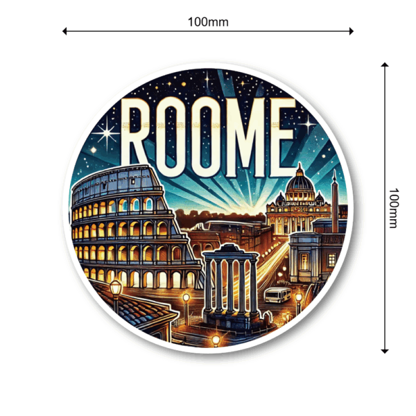 Radiant Sticker ROME 夜景ステッカー 丸型 コロッセオ＆バチカンデザイン 永遠の都の夜を飾る ステッカー100mm - 画像 (2)