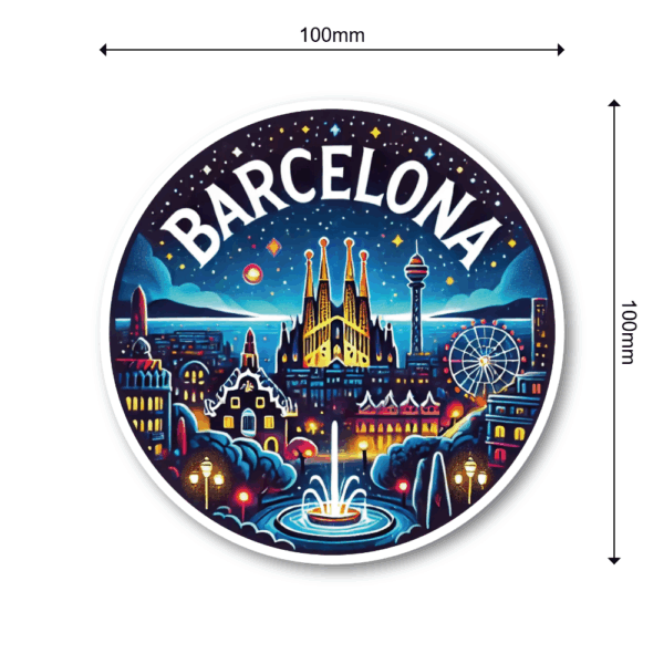 Radiant Sticker BARCELONA 夜景ステッカー 丸型 サグラダ・ファミリア＆モンジュイックの噴水デザイン アートと夜景を楽しむ ステッカー100mm - 画像 (2)