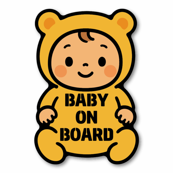 Radiant Sticker BABY ON BOARD ステッカー かわいい着ぐるみ赤ちゃんデザイン 車用安全サイン おすわりベビー