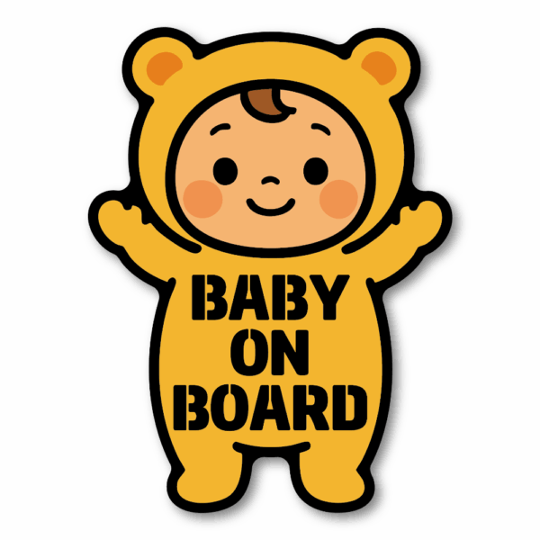 Radiant Sticker BABY ON BOARD ステッカー かわいい着ぐるみ赤ちゃんデザイン 車用安全サイン たっちベビー