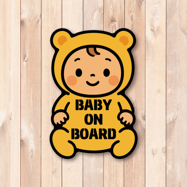 Radiant Sticker BABY ON BOARD ステッカー かわいい着ぐるみ赤ちゃんデザイン 車用安全サイン おすわりベビー - 画像 (2)