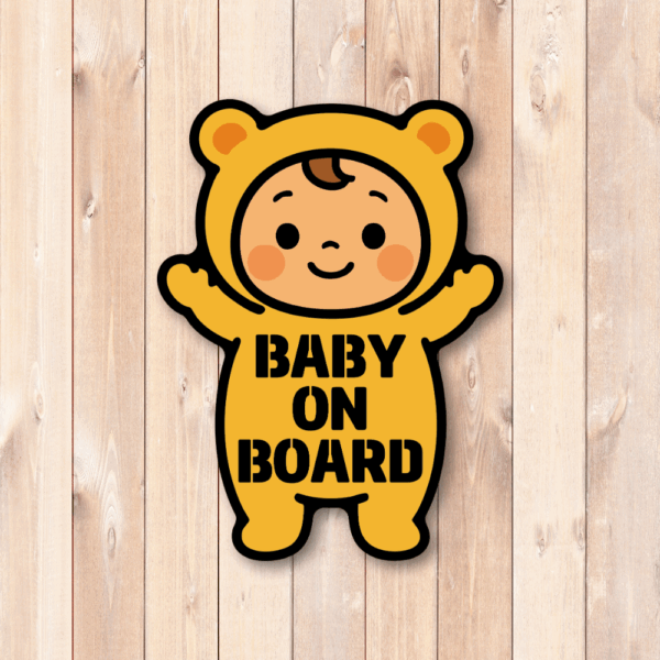 Radiant Sticker BABY ON BOARD ステッカー かわいい着ぐるみ赤ちゃんデザイン 車用安全サイン たっちベビー - 画像 (2)