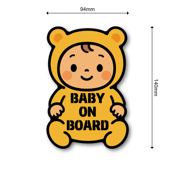 Radiant Sticker BABY ON BOARD ステッカー かわいい着ぐるみ赤ちゃんデザイン 車用安全サイン おすわりベビー - 画像 (3)