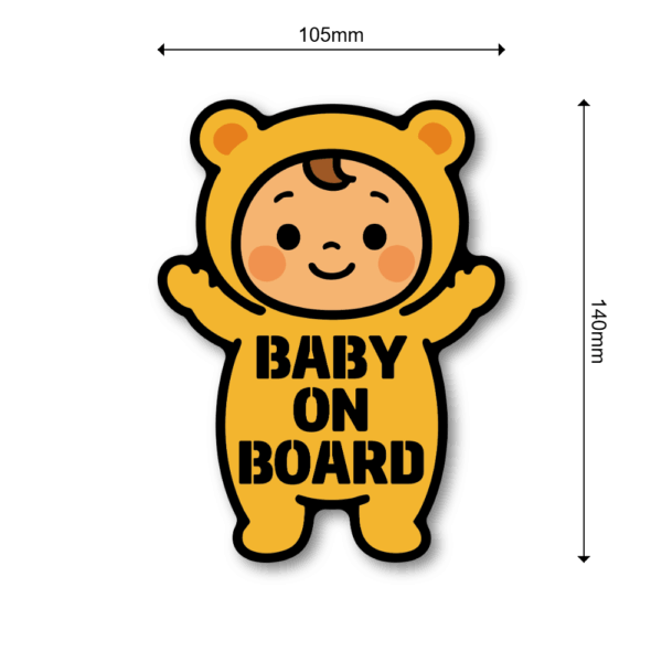Radiant Sticker BABY ON BOARD ステッカー かわいい着ぐるみ赤ちゃんデザイン 車用安全サイン たっちベビー - 画像 (3)
