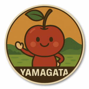 Radiant Sticker ご当地キャラ風ステッカー 東北 北海道 名物 特産 観光 丸型 かわいい 耐水シール 土産にも 山形