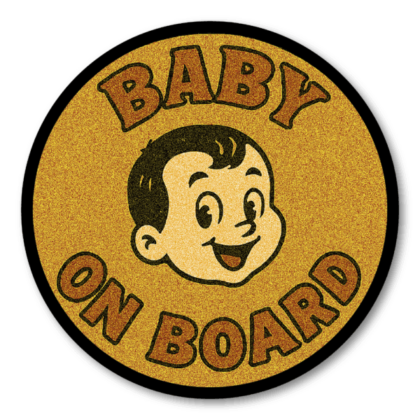 Radiant Sticker ヴィンテージ風 BABY ON BOARD ステッカー 丸型レトロサイン 車用チャイルドサイン 120mm 男の子
