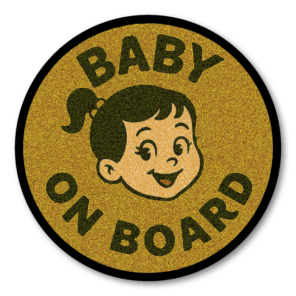 Radiant Sticker ヴィンテージ風 BABY ON BOARD ステッカー 丸型レトロサイン 車用チャイルドサイン 120mm 女の子