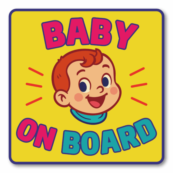 Radiant Sticker BABY ON BOARD ステッカー ポップでカラフル 車用チャイルドサイン 四角形 120mm 男の子