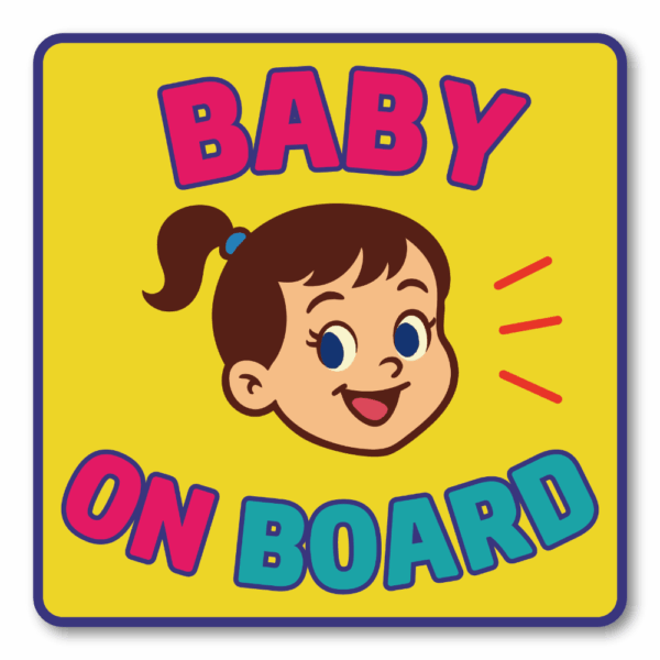 Radiant Sticker BABY ON BOARD ステッカー ポップでカラフル 車用チャイルドサイン 四角形 120mm 女の子