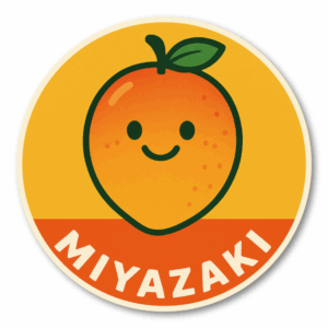 Radiant Sticker ご当地キャラの旅ステッカー｜可愛い円形デザイン 観光名物・方言モチーフ・旅行気分UP 宮崎