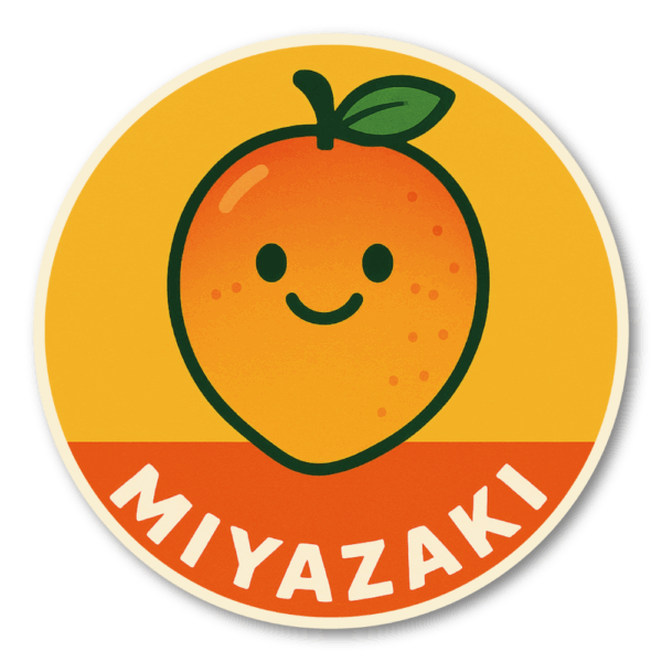 Radiant Sticker ご当地キャラの旅ステッカー｜可愛い円形デザイン 観光名物・方言モチーフ・旅行気分UP 宮崎