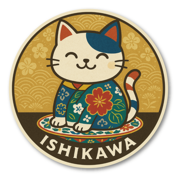 Radiant Sticker ご当地キャラの旅ステッカー｜中部・北陸の魅力を詰め込んだ可愛い円形デザイン 全8種 石川