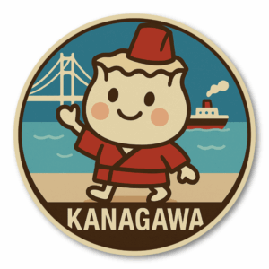 Radiant Sticker ご当地キャラ風ステッカー 観光 名物 特産 かわいい 丸型 耐水シール スーツケース用 日本土産 神奈川