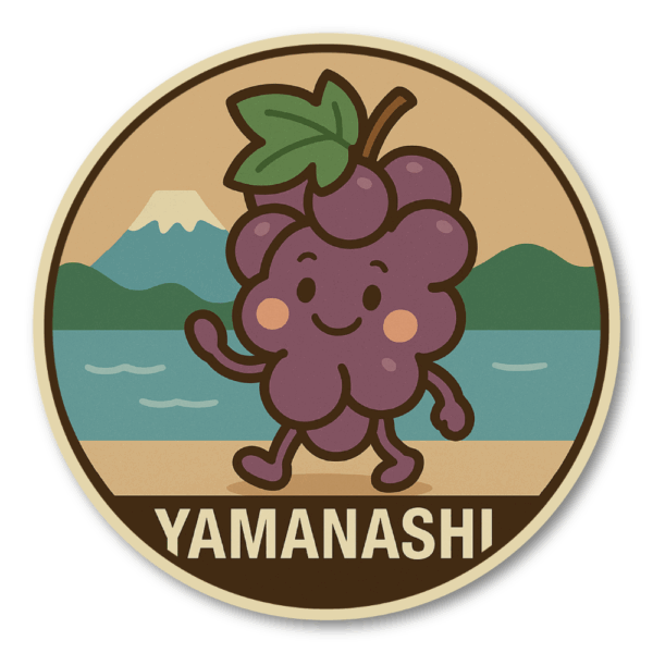 Radiant Sticker ご当地キャラ風ステッカー 観光 名物 特産 かわいい 丸型 耐水シール スーツケース用 日本土産 山梨