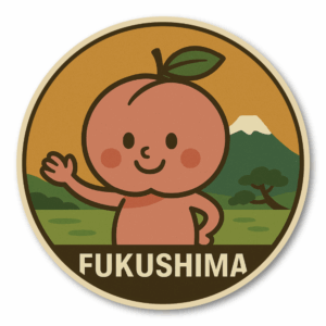 Radiant Sticker ご当地キャラ風ステッカー 東北 北海道 名物 特産 観光 丸型 かわいい 耐水シール 土産にも 福島