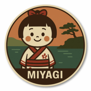 Radiant Sticker ご当地キャラ風ステッカー 東北 北海道 名物 特産 観光 丸型 かわいい 耐水シール 土産にも 宮城