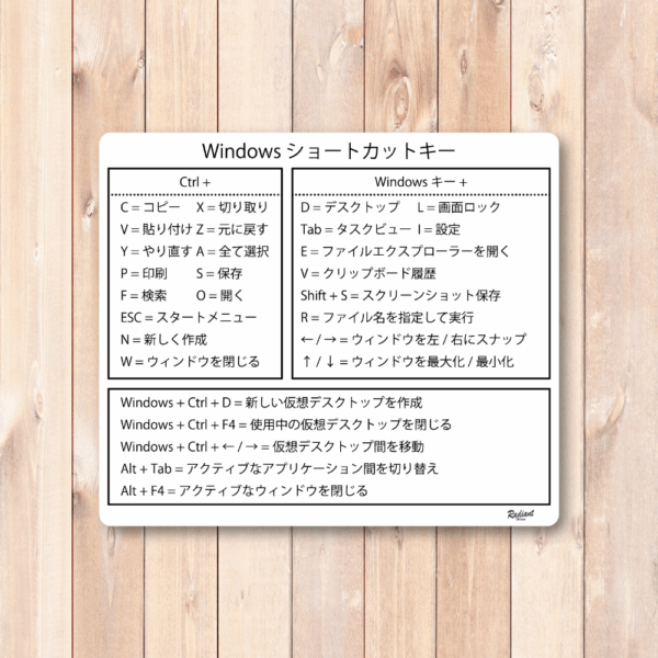 Windowsショートカットキー早見表ステッカー｜パソコン操作を効率化！学習・業務サポートに最適 ホワイト - 画像 (2)