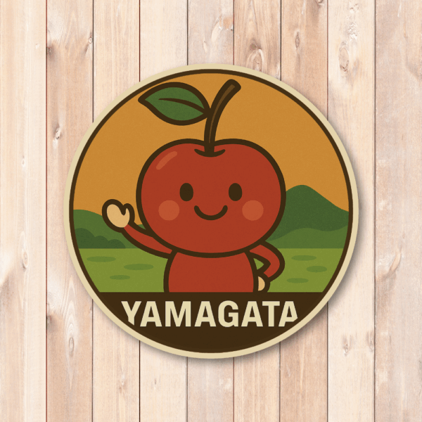 Radiant Sticker ご当地キャラ風ステッカー 東北 北海道 名物 特産 観光 丸型 かわいい 耐水シール 土産にも 山形 - 画像 (2)