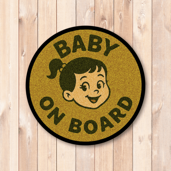 Radiant Sticker ヴィンテージ風 BABY ON BOARD ステッカー 丸型レトロサイン 車用チャイルドサイン 120mm 女の子 - 画像 (2)