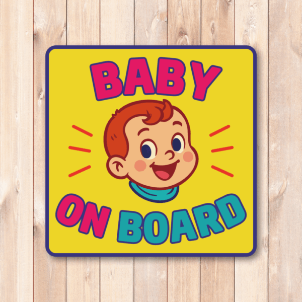 Radiant Sticker BABY ON BOARD ステッカー ポップでカラフル 車用チャイルドサイン 四角形 120mm 男の子 - 画像 (2)