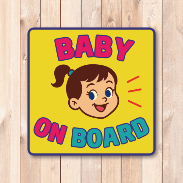 Radiant Sticker BABY ON BOARD ステッカー ポップでカラフル 車用チャイルドサイン 四角形 120mm 女の子 - 画像 (2)