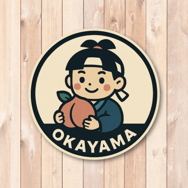 Radiant Sticker ご当地キャラの旅ステッカー｜可愛い円形デザイン 全9種｜スーツケース・ノート・タブレットにぴったり 日本限定 ビニール素材 防水仕様 岡山 - 画像 (2)
