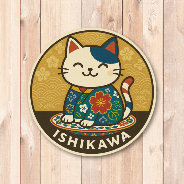 Radiant Sticker ご当地キャラの旅ステッカー｜中部・北陸の魅力を詰め込んだ可愛い円形デザイン 全8種 石川 - 画像 (2)