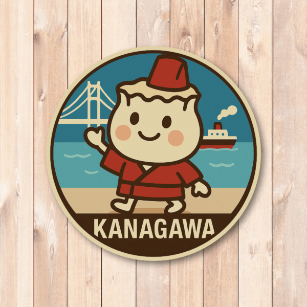 Radiant Sticker ご当地キャラ風ステッカー 観光 名物 特産 かわいい 丸型 耐水シール スーツケース用 日本土産 神奈川 - 画像 (2)