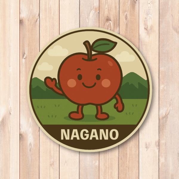Radiant Sticker ご当地キャラ風ステッカー 観光 名物 特産 かわいい 丸型 耐水シール スーツケース用 日本土産 長野 - 画像 (2)