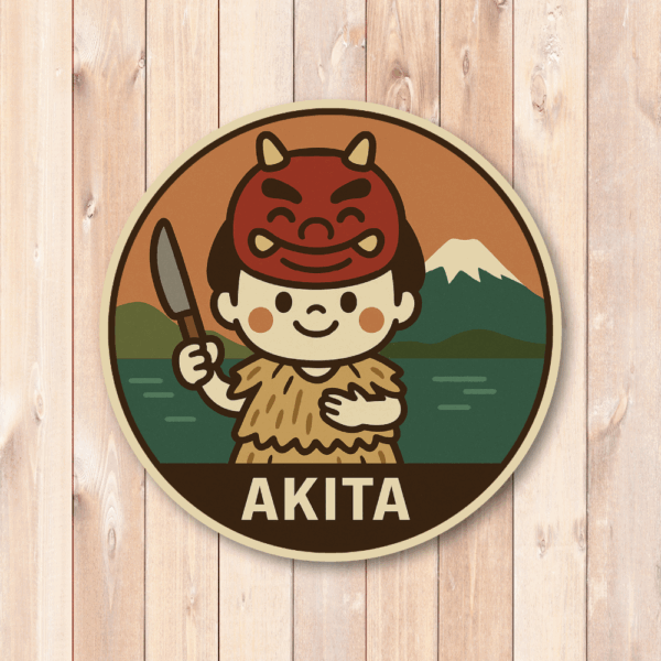 Radiant Sticker ご当地キャラ風ステッカー 東北 北海道 名物 特産 観光 丸型 かわいい 耐水シール 土産にも 秋田 - 画像 (2)