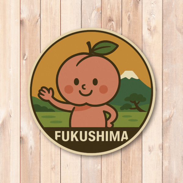 Radiant Sticker ご当地キャラ風ステッカー 東北 北海道 名物 特産 観光 丸型 かわいい 耐水シール 土産にも 福島 - 画像 (2)