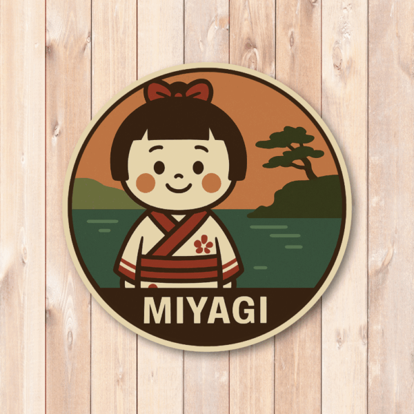 Radiant Sticker ご当地キャラ風ステッカー 東北 北海道 名物 特産 観光 丸型 かわいい 耐水シール 土産にも 宮城 - 画像 (2)