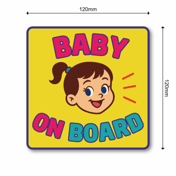 Radiant Sticker BABY ON BOARD ステッカー ポップでカラフル 車用チャイルドサイン 四角形 120mm 女の子 - 画像 (3)