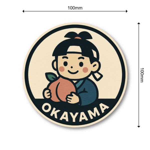 Radiant Sticker ご当地キャラの旅ステッカー｜可愛い円形デザイン 全9種｜スーツケース・ノート・タブレットにぴったり 日本限定 ビニール素材 防水仕様 岡山 - 画像 (3)