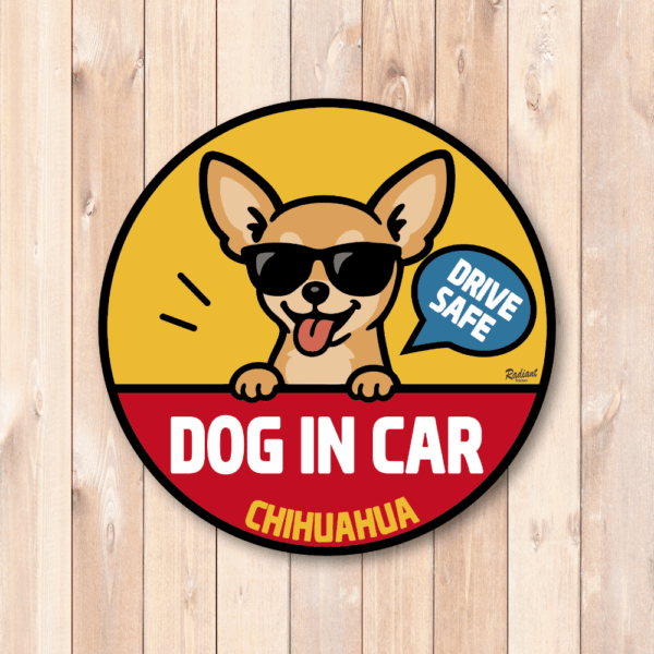 DOG IN CAR ステッカー 車用 犬種別 選べる可愛いサングラス犬デザイン ペット同乗 アピール 安全運転 サイン 耐水 耐候 チワワ - 画像 (2)