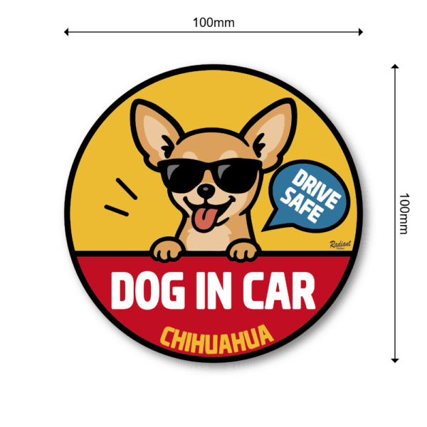 DOG IN CAR ステッカー 車用 犬種別 選べる可愛いサングラス犬デザイン ペット同乗 アピール 安全運転 サイン 耐水 耐候 チワワ - 画像 (3)