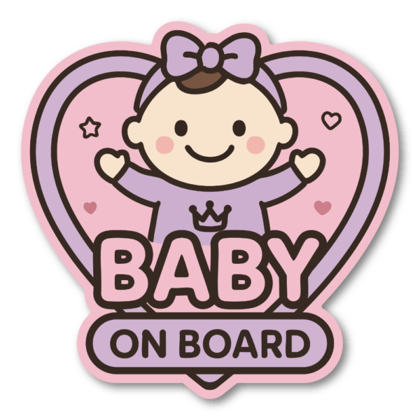 Radiant Sticker BABY ON BOARD マグネットカーサイン｜ベビーインカー｜金属ボディ専用・着脱簡単｜防水・耐候 ｜女の子