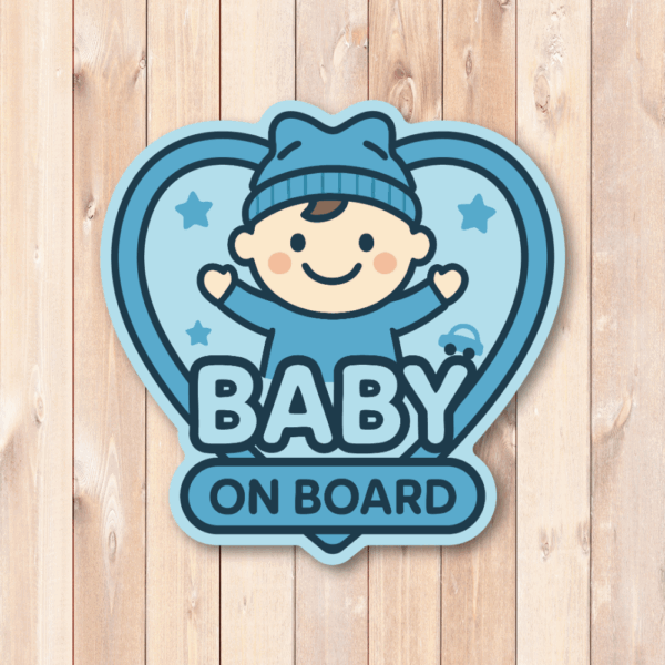 Radiant Sticker BABY ON BOARD ステッカー｜ベビーインカー 車用カーサイン｜防水・耐候｜ハート型 かわいいデザイン｜男の子 - 画像 (2)