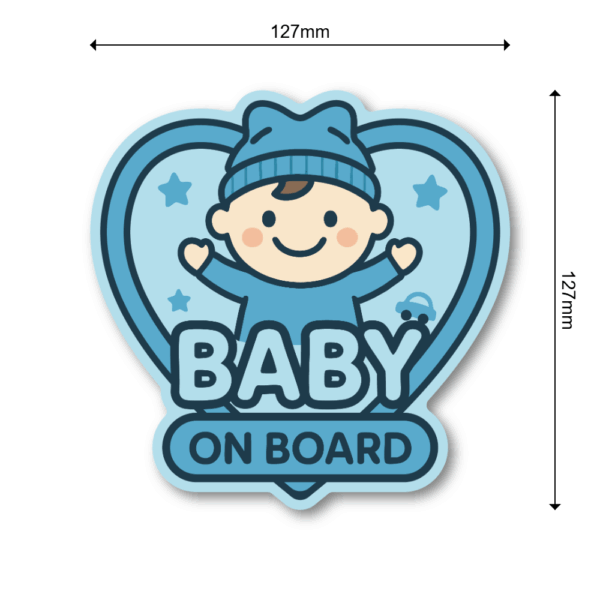 Radiant Sticker BABY ON BOARD ステッカー｜ベビーインカー 車用カーサイン｜防水・耐候｜ハート型 かわいいデザイン｜男の子 - 画像 (3)