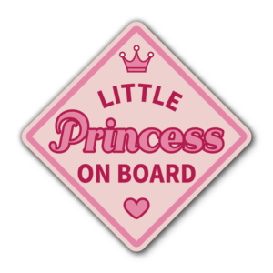 Little Princess On Board マグネット 車用サイン ダイヤ型 ピンク 女の子 ベビーインカー かわいい 安全運転 金属ボディ用 マグネット