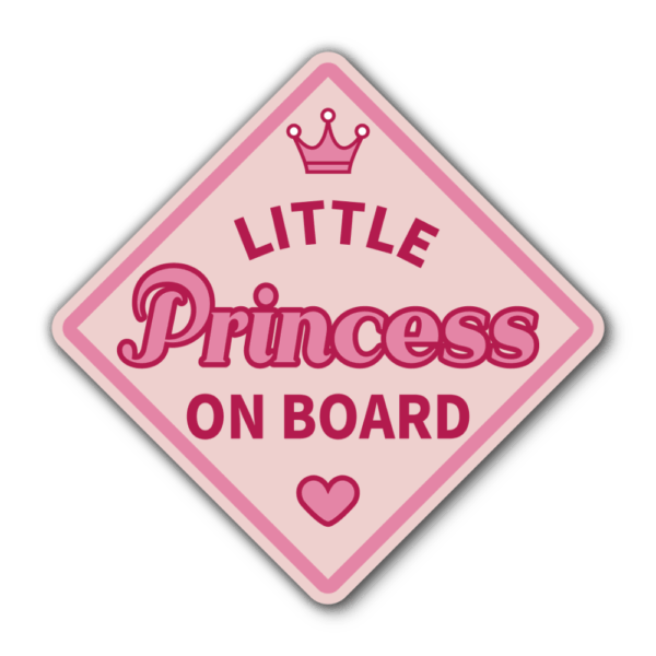 Little Princess On Board マグネット 車用サイン ダイヤ型 ピンク 女の子 ベビーインカー かわいい 安全運転 金属ボディ用 マグネット
