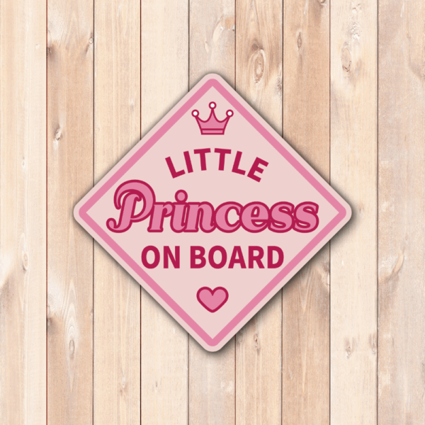 Little Princess On Board ステッカー - 車用サイン ダイヤ型 ピンク 女の子 ベビ - インカ - かわいい 安全運転 屋外耐候 ステッカー - 画像 (2)