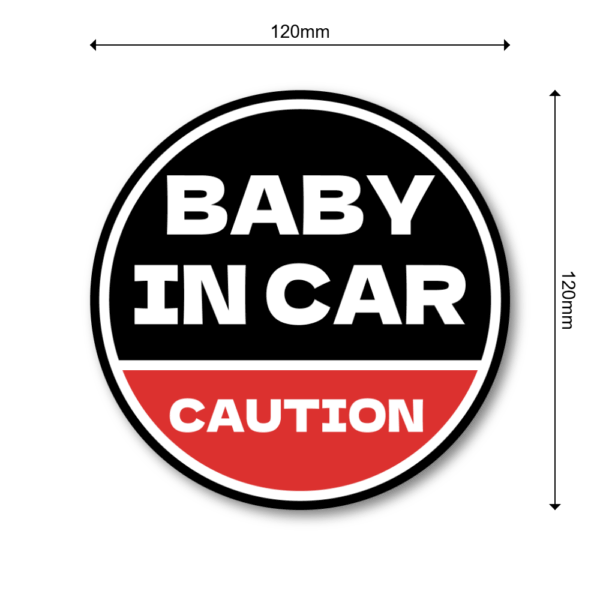 BABY IN CAR ステッカー 丸型｜防水・耐候ラミネート｜車用 注意喚起 サイン｜リアウィンドウ/バンパー用｜日本製 高発色 | ブラック × レッド - 画像 (3)
