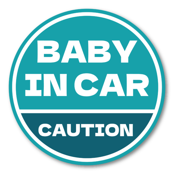 BABY IN CAR ステッカー 丸型｜防水・耐候ラミネート｜車用 注意喚起 サイン｜リアウィンドウ/バンパー用｜日本製 高発色 | ティール × ネイビー