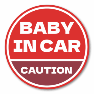 BABY IN CAR ステッカー 丸型｜防水・耐候ラミネート｜車用 注意喚起 サイン｜リアウィンドウ/バンパー用｜日本製 高発色 | レッド × ボルドー