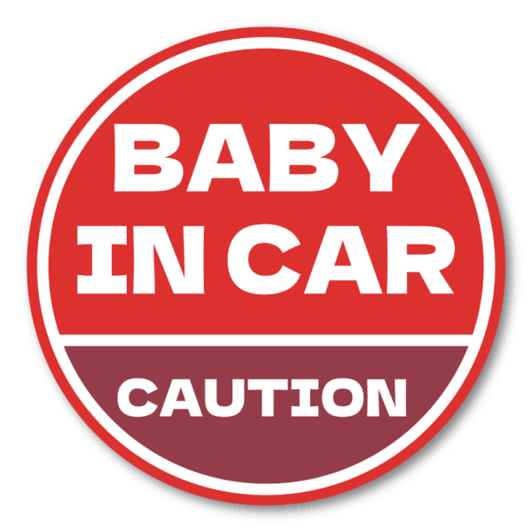 BABY IN CAR ステッカー 丸型｜防水・耐候ラミネート｜車用 注意喚起 サイン｜リアウィンドウ/バンパー用｜日本製 高発色 | レッド × ボルドー