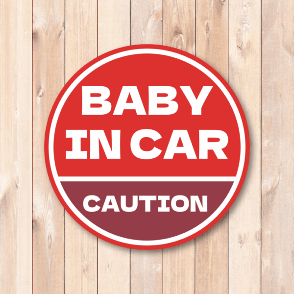 BABY IN CAR ステッカー 丸型｜防水・耐候ラミネート｜車用 注意喚起 サイン｜リアウィンドウ/バンパー用｜日本製 高発色 | レッド × ボルドー - 画像 (2)