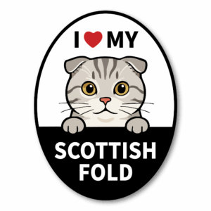 Radiant Sticker I LOVE MY 猫種ステッカー｜オーバル型デザイン｜耐水・耐候ビニール｜車・タブレット・スーツケースに スコティッシュフォールド
